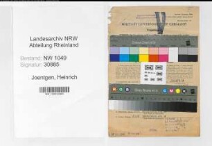 Entnazifizierung Heinrich Joentgen , geb. 08.08.1900 (Zugfuehrer)