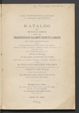 Kupferst. Schabkunstbl. Farbendruck nach franz. Meistern d. 18. Jh. : Bildnisse berühmter u. hist. Personen d. 17. u. 18 Jh. : Seltene Russen-Portraits : 19.3. ff.