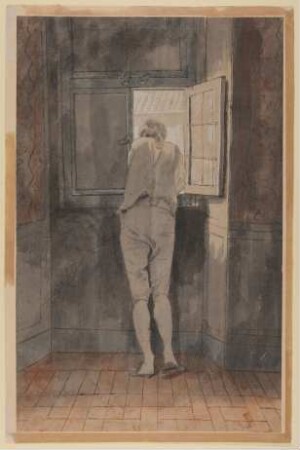 Goethe am Fenster seiner Wohnung am Corso in Rom