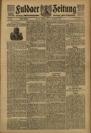 Erste Ausgabe vom Dienstag, den 27. Dezember 1910.