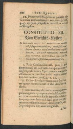 Constitutio XII. Von Gerichts-Kosten