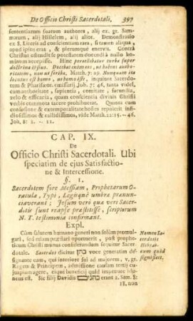 Cap. IX. De Officio Christi Sacerdotali. Ubi speciatim de ejus Satisfactione & Intercessione.