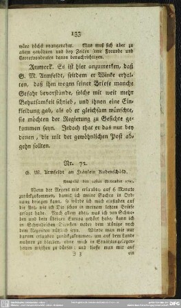 Nr. 72. G. M. Armfeldt an Fräulein Rudenschöld. Neapolis den 30sten November 1793