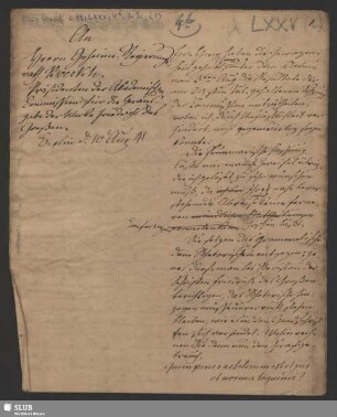 4b(2): Briefentwurf Schlegels an A. Boeckh; dat. Berlin, 10.08.1841.