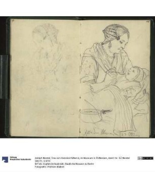 Frau ein Kleinkind fütternd, im Museum in Rotterdam