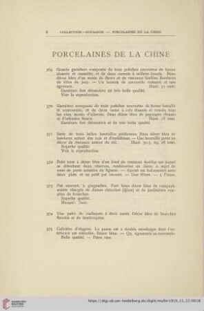 Porcelaines de la Chine (No. 369 - 437)