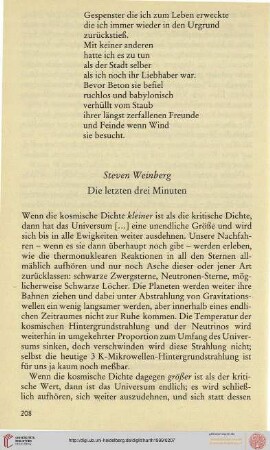 Steven Weinberg: Die letzten drei Minuten