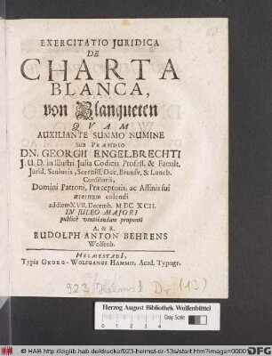 Exercitatio Iuridica De Charta Blanca