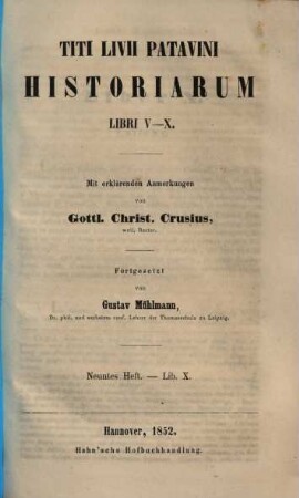Titi Livii Patavini Historiarum libri V - X, 9. Lib. X