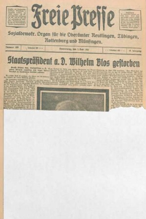 Freie Presse 1927 (Nr. 155). Tagesausgabe (Fragment)