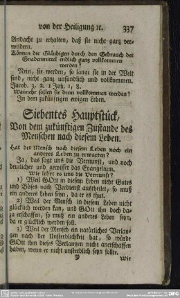Siebentes Hauptstück, Von dem zukünftigen Zustande des Menschen nach diesem Leben