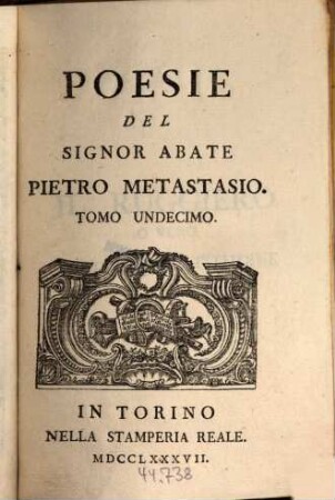 Poesie del Signor Abate Pietro Metastasio. 11, [Supplemento]