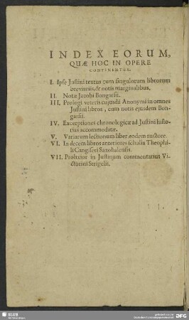Index Eorum Quae Hoc In Opere Continentur