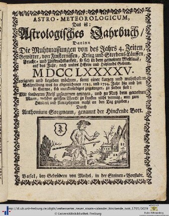 Astro-Meteorologicum, Das ist: Astrologisches Jahrbuch.