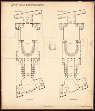 Opernhaus am Kurfürstendamm, Berlin-Charlottenburg: Grundrisse 1. Rang und 2. Rang 1.200