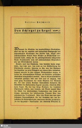 Dritter Abschnitt: Von Schlegel zu Hegel