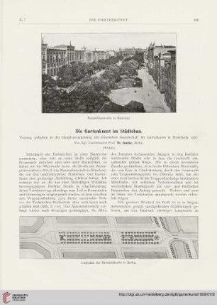 Die Gartenkunst im Städtebau : Vortrag, gehalten in der Hauptversammlung des Deutschen Gesellschaft für Gartenkunst in Mannheim 1907, [2]