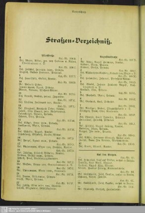 Häuserbuch : Straßen-Verzeichniß