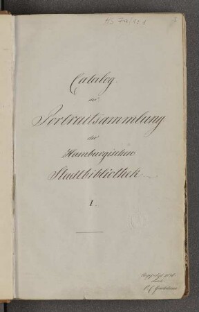 Catalog der Portraitsammlung der Hamburgischen Stadtbibliothek