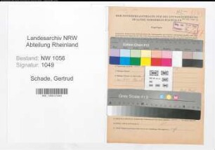 Entnazifizierung Gertrud Schade , geb. 16.03.1908 ()