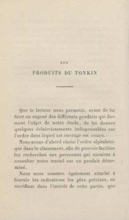 Les produits du Tonkin