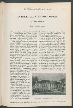 La Biblioteca Municipal Carnegie. : ¿La perderemos?