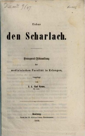 Über den Scharlach
