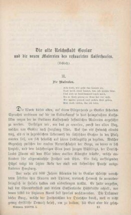 453-474 Die alte Reichsstadt Goslar und die neuen Malereien des restaurirten Kaiserhauses : Schluß