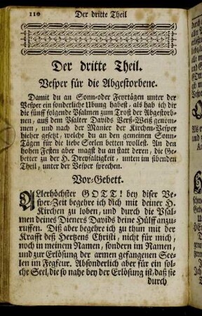 Der dritte Theil. Vesper für die Abgestorbene.