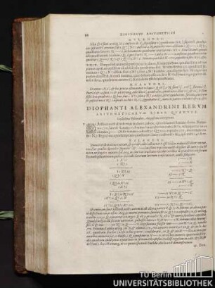 11. Diophanti Alexandrini rerum arithmeticarum liber quartus.