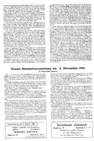 Unsere Monatsversammlung am 24. November 1960