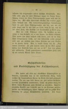 Geschäftskrisen und Verdächtigung der Falschmünzerei