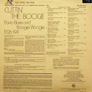 Cuttin' th Boogie. Piano Blues and Boogie Woogie, 1926-1941