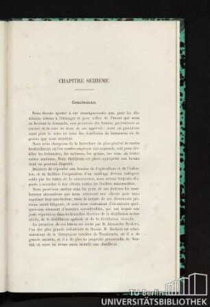 Chapitre seizième. Conclusions
