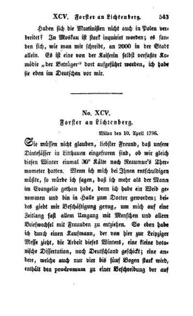 No. XCV. Forster an Lichtenberg