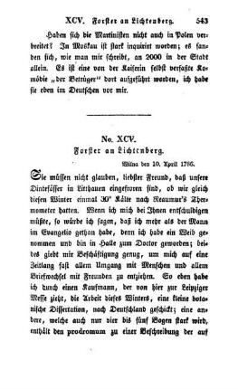 No. XCV. Forster an Lichtenberg