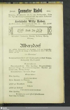 Heft 29. Albersdorf, Seebenisch, Gärnitz, Kulkwitz, Quesitz, Göhrenz