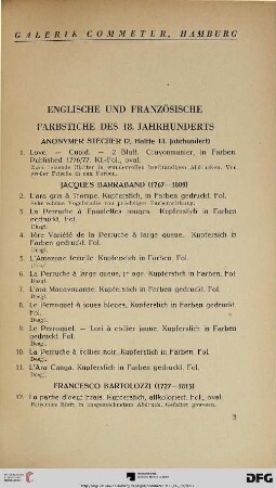 Englische und französische Farbstiche des 18. Jahrhunderts (Nr. 1-78)