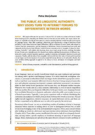 The public as linguistic authority: Why users turn to internet forums to differentiate between words