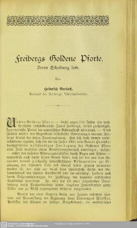 Freibergs Goldene Pforte. Deren Erhaltung betr.