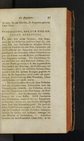 Verfassung, Kultur Und Religion Aegyptens.