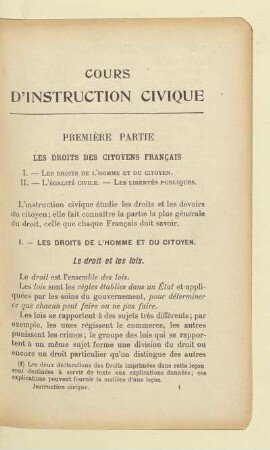 Première Partie Les Droits Des Citoyens Francais.
