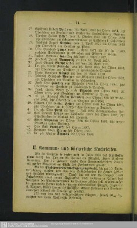 II. Kommun- und bürgerliche Nachrichten