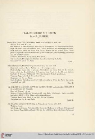 Italienische Schulen 14.-17. Jahrh. (Nr. 149-175)