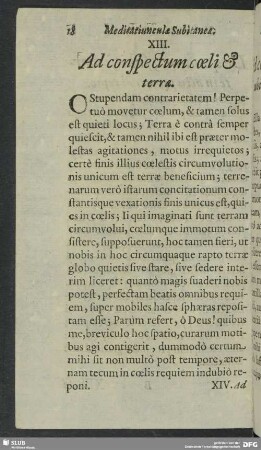 XIII. Ad conspectum coeli & terra