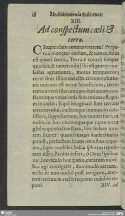 XIII. Ad conspectum coeli & terra