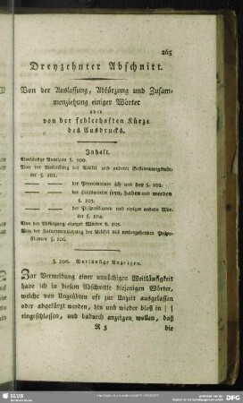 Dreyzehnter Abschnitt. von der Auslassung, Abkürzung und Zusammenziehung einiger Wörter oder von der fehlerhaften Kürze des Ausdrucks
