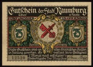 Gutschein der Stadt Naumburg a. Saale über 75 Pfennig