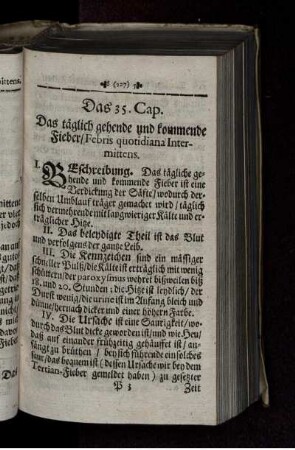 Das 35. Cap. Das täglich gehende und kommende Fieber/ Febris quotidiana Intermittens.