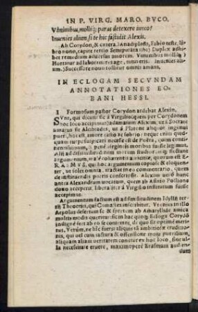 In Eclogam Secundam Annotationes Eobani Hessi.